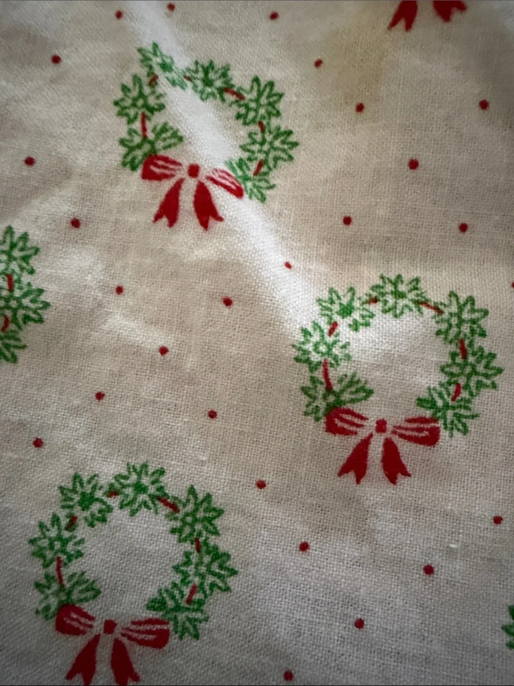 Holiday Wreath Cotton Apron - White/Green/Red
